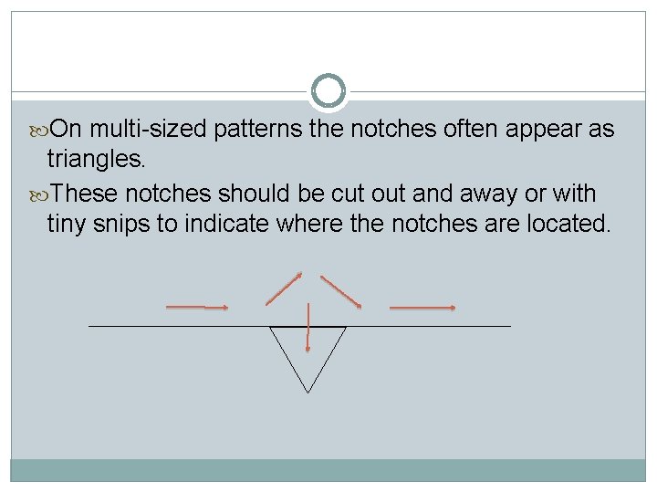  On multi-sized patterns the notches often appear as triangles. These notches should be