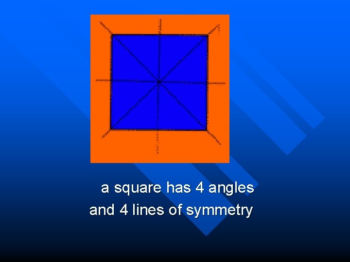  a square has 4 angles and 4 lines of symmetry 