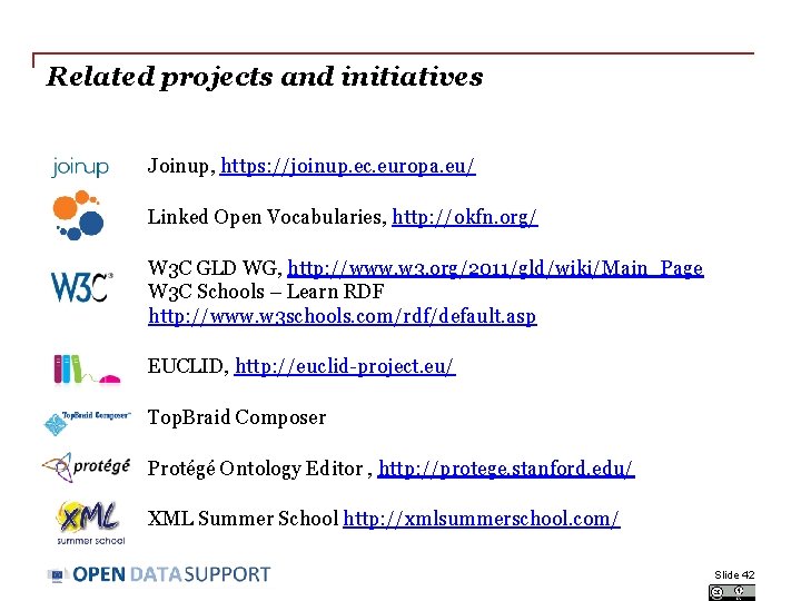 Related projects and initiatives Joinup, https: //joinup. ec. europa. eu/ Linked Open Vocabularies, http: