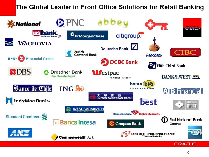 The Global Leader in Front Office Solutions for Retail Banking 19 The Global Leader in Front Office Solutions for Retail Banking 19