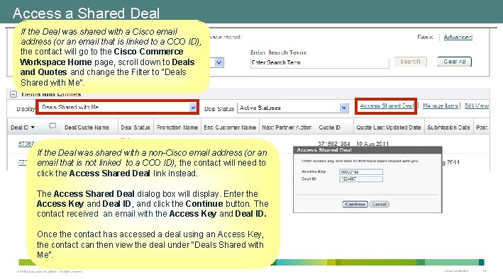 Access a Shared Deal If the Deal was shared with a Cisco email address Access a Shared Deal If the Deal was shared with a Cisco email address