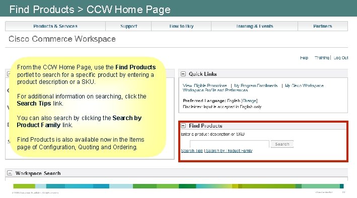 Find Products > CCW Home Page From the CCW Home Page, use the Find Find Products > CCW Home Page From the CCW Home Page, use the Find