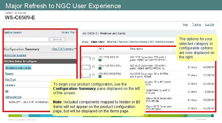 Major Refresh to NGC User Experience The options for your selected category or configurable Major Refresh to NGC User Experience The options for your selected category or configurable