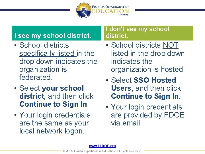 I see my school district. • School districts specifically listed in the drop down