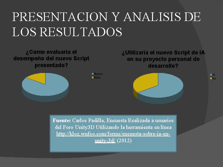 PRESENTACION Y ANALISIS DE LOS RESULTADOS ¿Como evaluaria el desempeño del nuevo Script presentado?