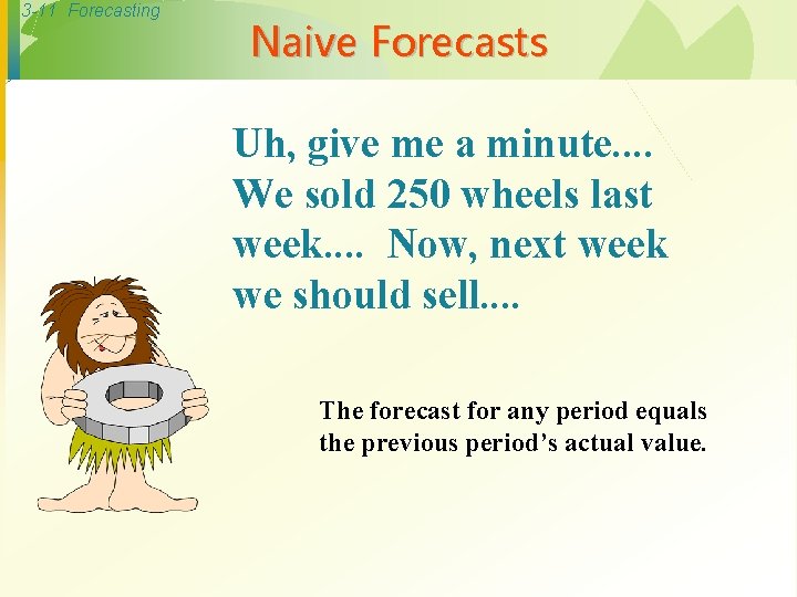 3 -11 Forecasting Naive Forecasts Uh, give me a minute. . We sold 250
