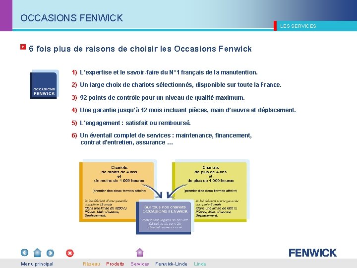 OCCASIONS FENWICK LES SERVICES 6 fois plus de raisons de choisir les Occasions Fenwick