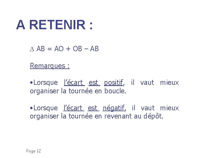 A RETENIR : AB = AO + OB – AB Remarques : • Lorsque