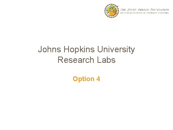 Johns Hopkins University Research Labs Option 4 