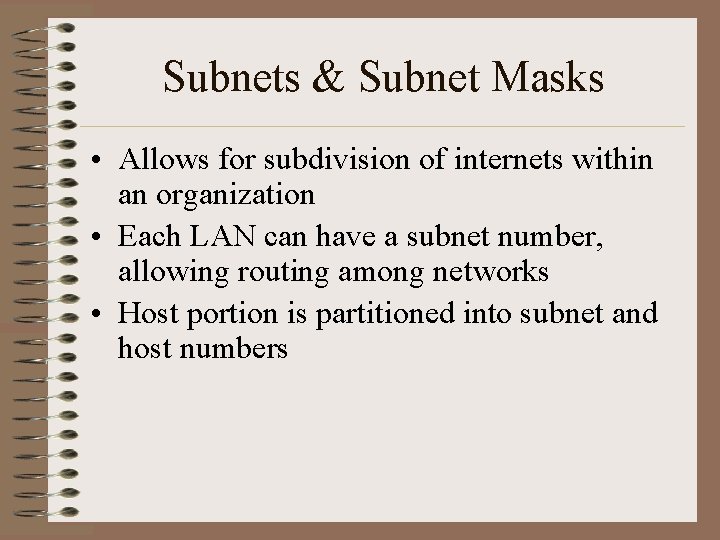 Subnet Segregation Generic Image Chapter 8 Internet Operation Network Classes Class A