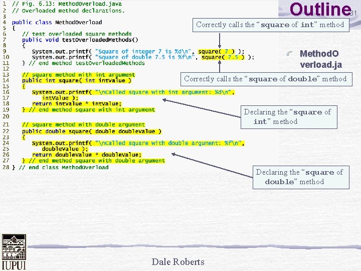 Outline 31 Correctly calls the “square of int” method Method. O verload. ja va