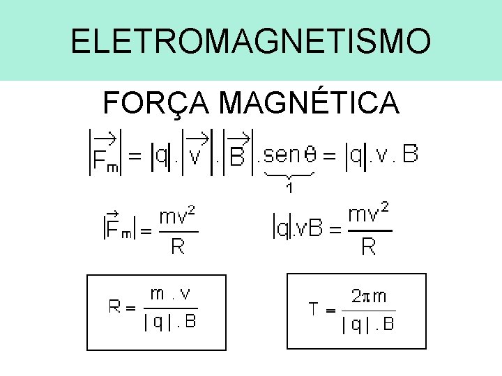 ELETROMAGNETISMO FORÇA MAGNÉTICA 