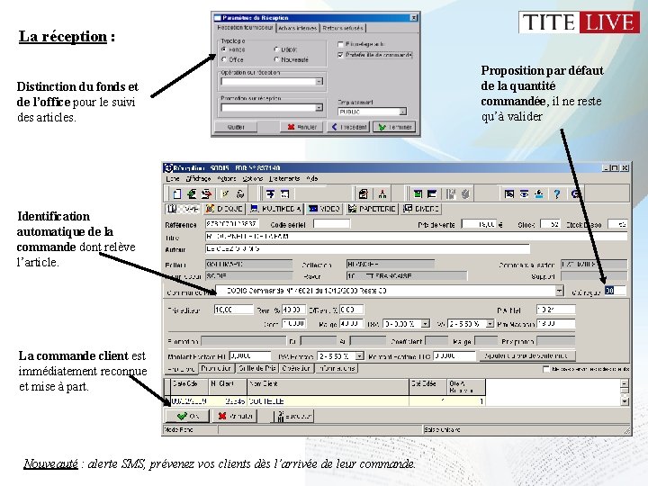 La réception : Distinction du fonds et de l’office pour le suivi des articles. La réception : Distinction du fonds et de l’office pour le suivi des articles.