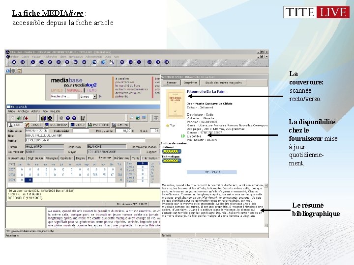 La fiche MEDIAlivre : accessible depuis la fiche article La couverture: scannée recto/verso. La La fiche MEDIAlivre : accessible depuis la fiche article La couverture: scannée recto/verso. La