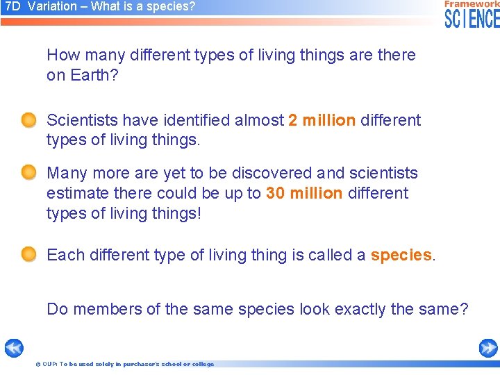 7 D Variation – What is a species? How many different types of living