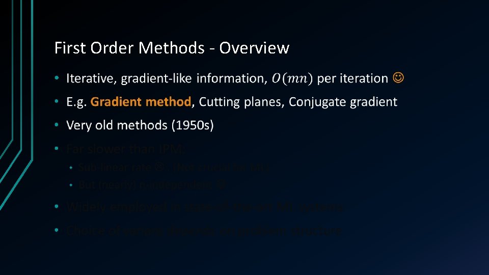First Order Methods - Overview • 