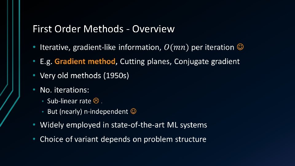 First Order Methods - Overview • 