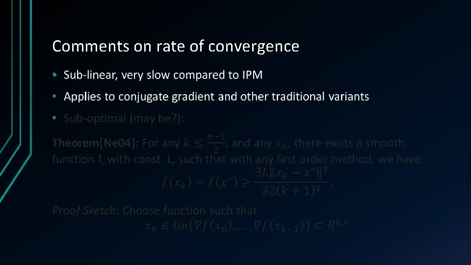 Comments on rate of convergence • 