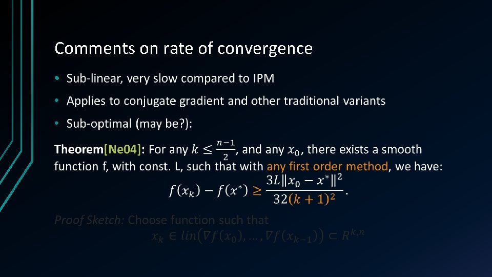 Comments on rate of convergence • 