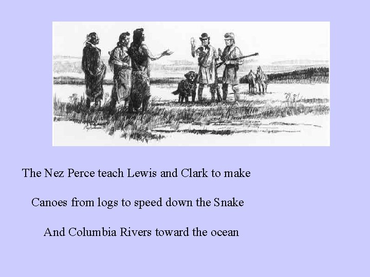 The Nez Perce teach Lewis and Clark to make Canoes from logs to speed