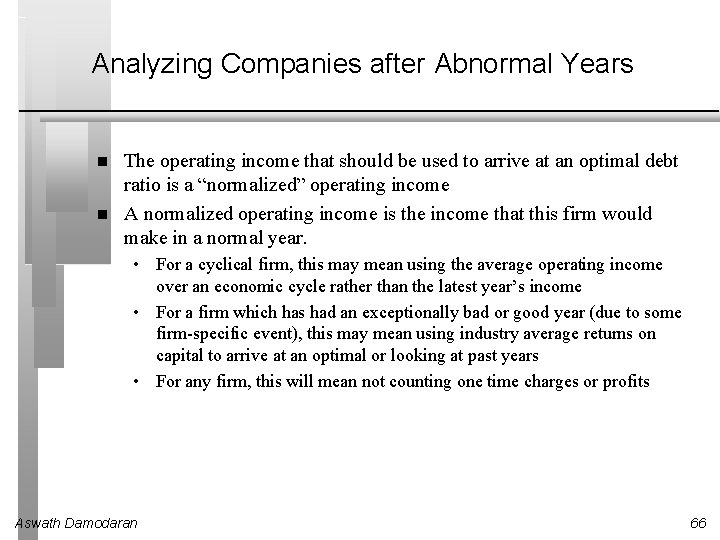 Analyzing Companies after Abnormal Years The operating income that should be used to arrive