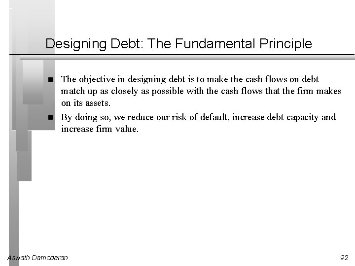 Designing Debt: The Fundamental Principle The objective in designing debt is to make the