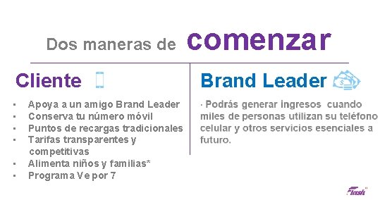 Dos maneras de Cliente • Apoya a un amigo Brand Leader • Conserva tu