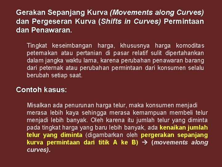 Gerakan Sepanjang Kurva (Movements along Curves) dan Pergeseran Kurva (Shifts in Curves) Permintaan dan