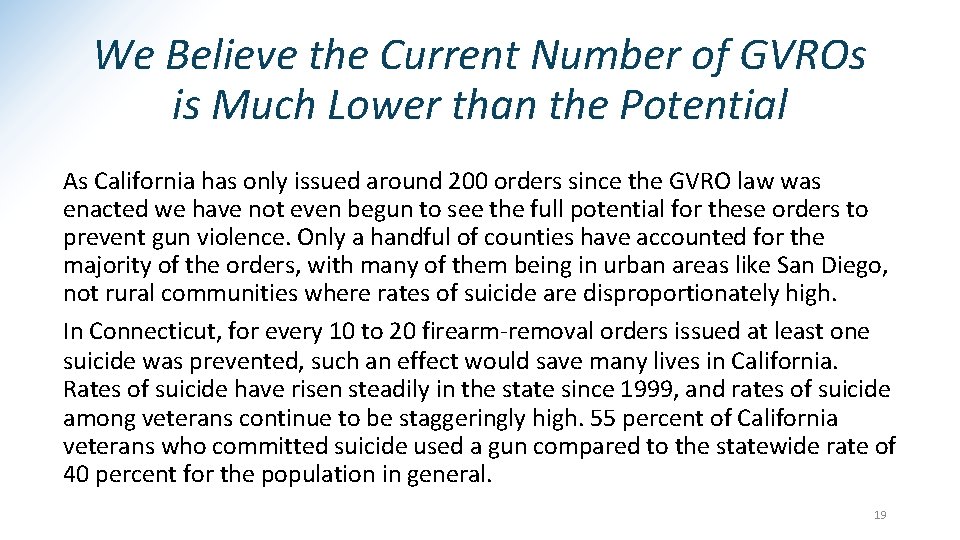 We Believe the Current Number of GVROs is Much Lower than the Potential As