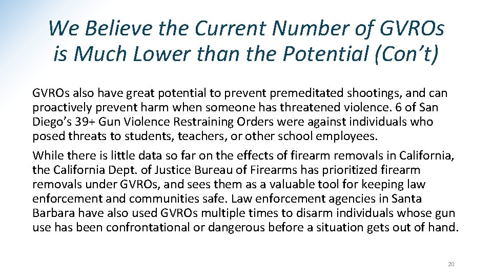 We Believe the Current Number of GVROs is Much Lower than the Potential (Con’t)