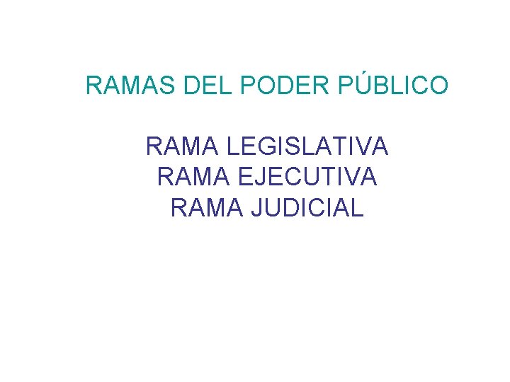 RAMAS DEL PODER PÚBLICO RAMA LEGISLATIVA RAMA EJECUTIVA RAMA JUDICIAL 