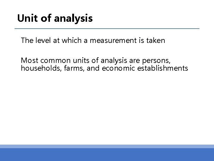 Simple Unit Analysis Example Concepts in Sampling February 24 2020 Nadi FIJI