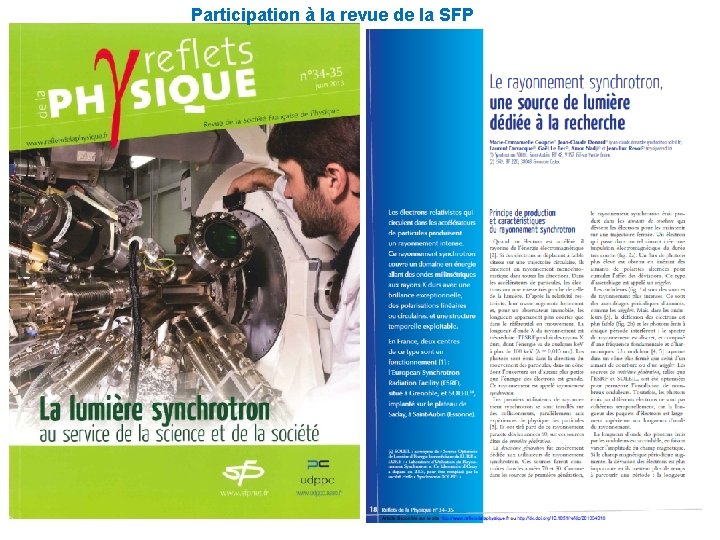 Participation à la revue de la SFP 