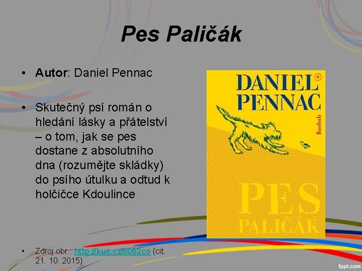 Pes Paličák • Autor: Daniel Pennac • Skutečný psí román o hledání lásky a
