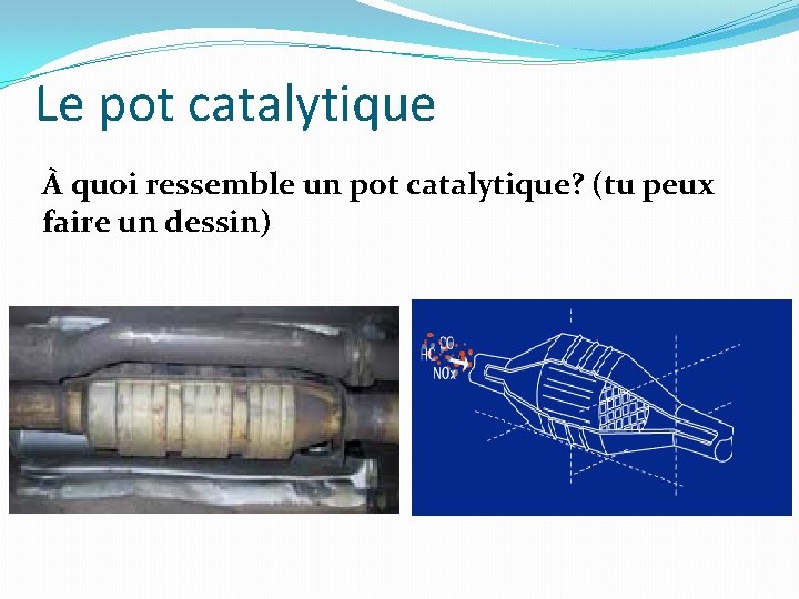 Le pot catalytique À quoi ressemble un pot catalytique? (tu peux faire un dessin)