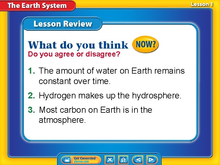 Do you agree or disagree? 1. The amount of water on Earth remains constant