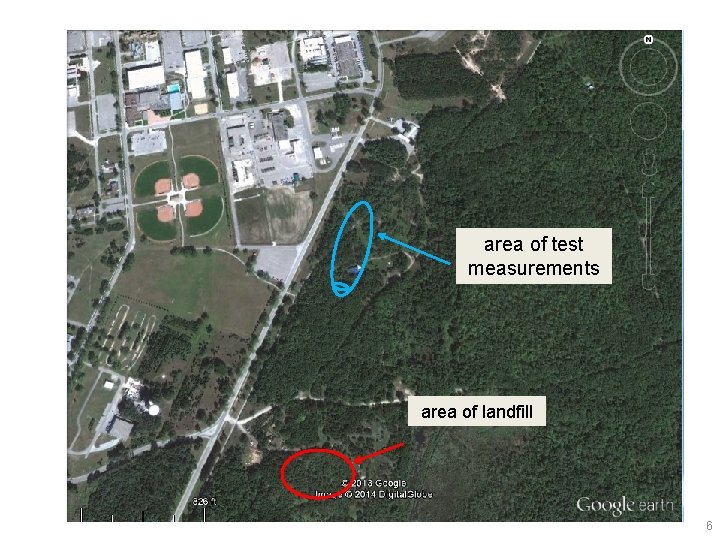 area of test measurements area of landfill 6 