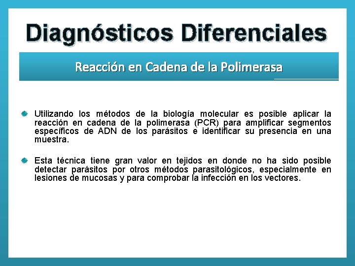 Diagnósticos Diferenciales Reacción en Cadena de la Polimerasa Utilizando los métodos de la biología