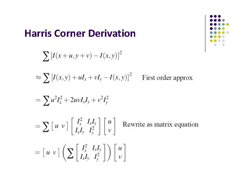 Harris Corner Derivation 