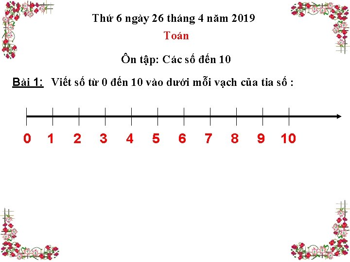 Thứ 6 ngày 26 tháng 4 năm 2019 Toán Ôn tập: Các số đến