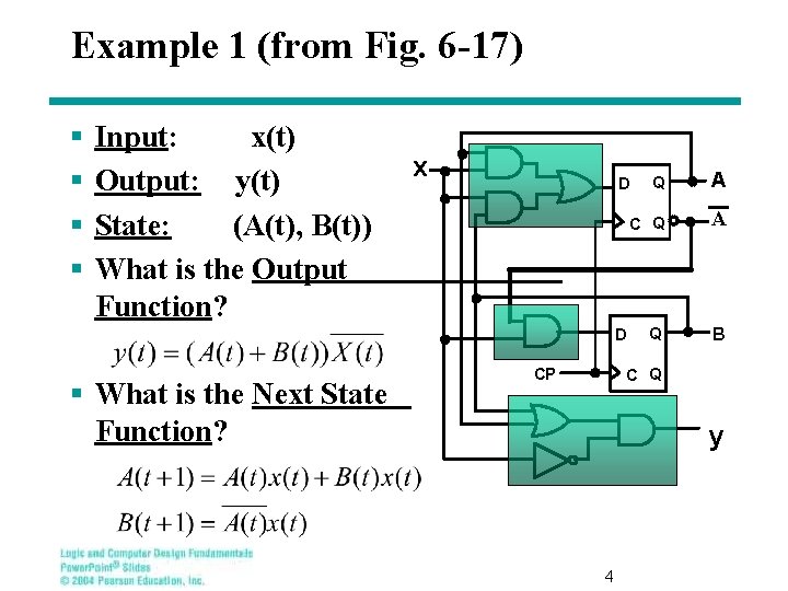 Example 1 (from Fig. 6 -17) § § Input: x(t) x Output: y(t) State: