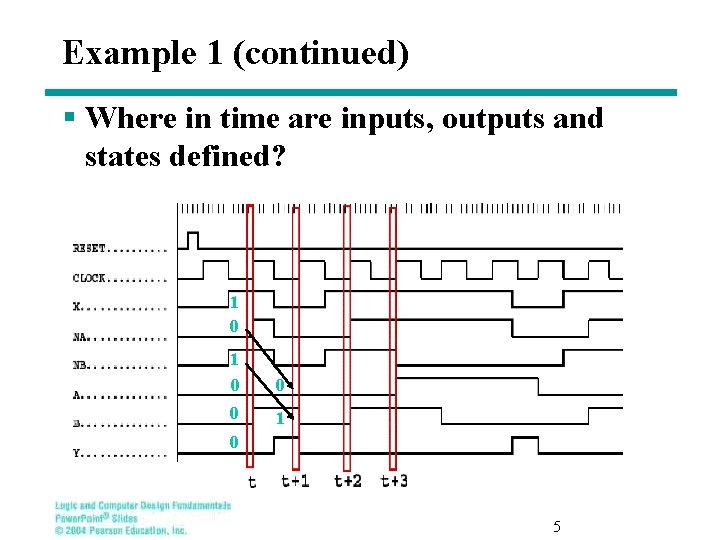 Example 1 (continued) § Where in time are inputs, outputs and states defined? 1