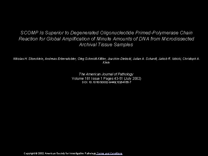 SCOMP Is Superior to Degenerated Oligonucleotide Primed-Polymerase Chain Reaction for Global Amplification of Minute