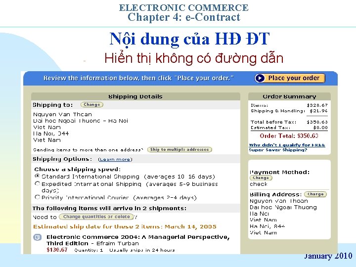 ELECTRONIC COMMERCE Chapter 4: e-Contract Nội dung của HĐ ĐT - Hiển thị không