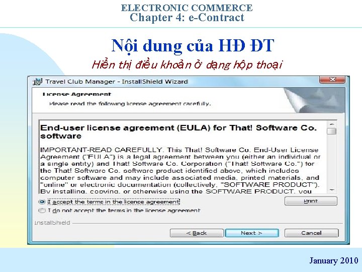 ELECTRONIC COMMERCE Chapter 4: e-Contract Nội dung của HĐ ĐT Hiển thị điều khoản