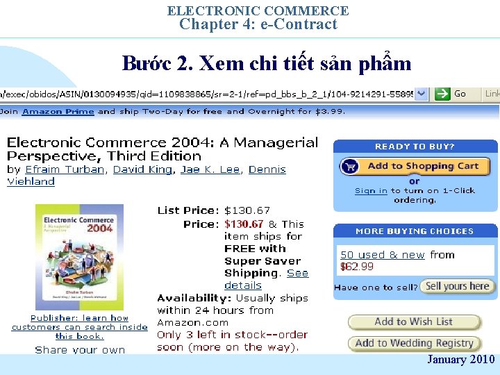 ELECTRONIC COMMERCE Chapter 4: e-Contract Bước 2. Xem chi tiết sản phẩm January 2010