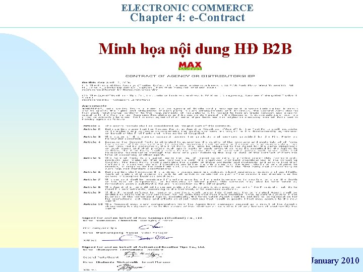 ELECTRONIC COMMERCE Chapter 4: e-Contract Minh họa nội dung HĐ B 2 B January