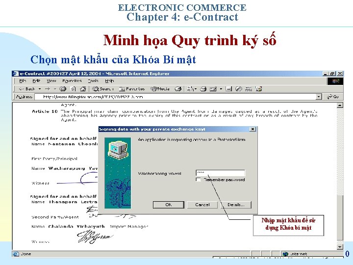 ELECTRONIC COMMERCE Chapter 4: e-Contract Minh họa Quy trình ký số Chọn mật khẩu