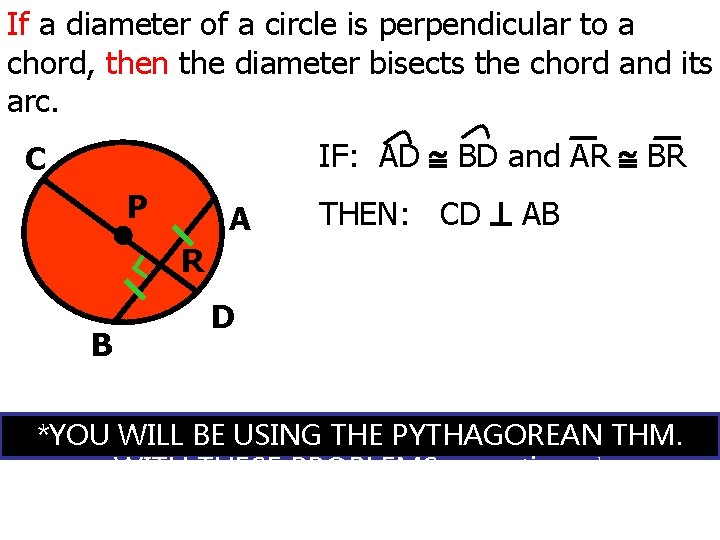 If a diameter of a circle is perpendicular to a chord, then the diameter