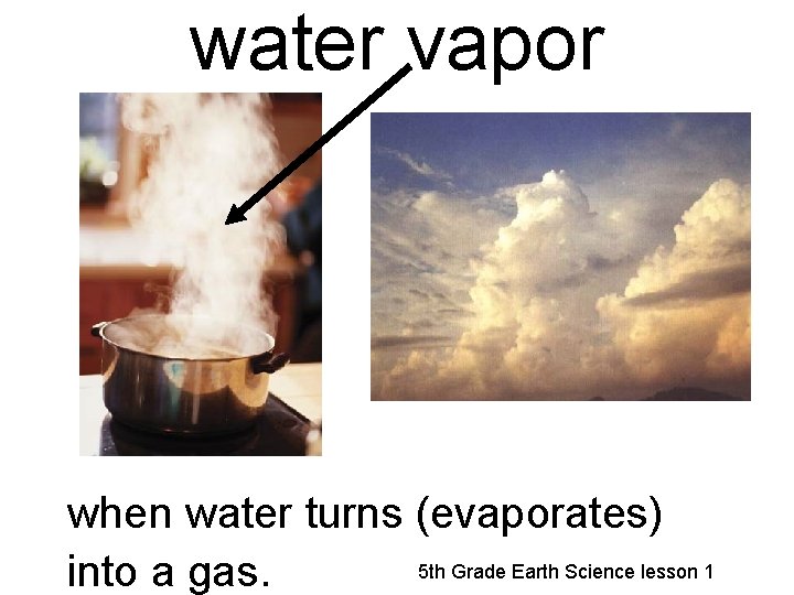 water vapor when water turns (evaporates) 5 th Grade Earth Science lesson 1 into